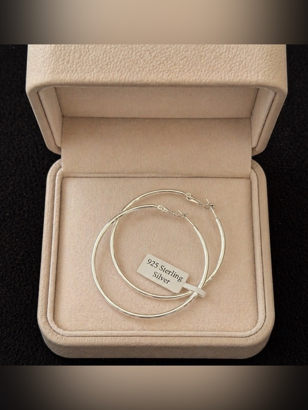 Silver Hoop Earrings - Women's Jewelry 50 mm